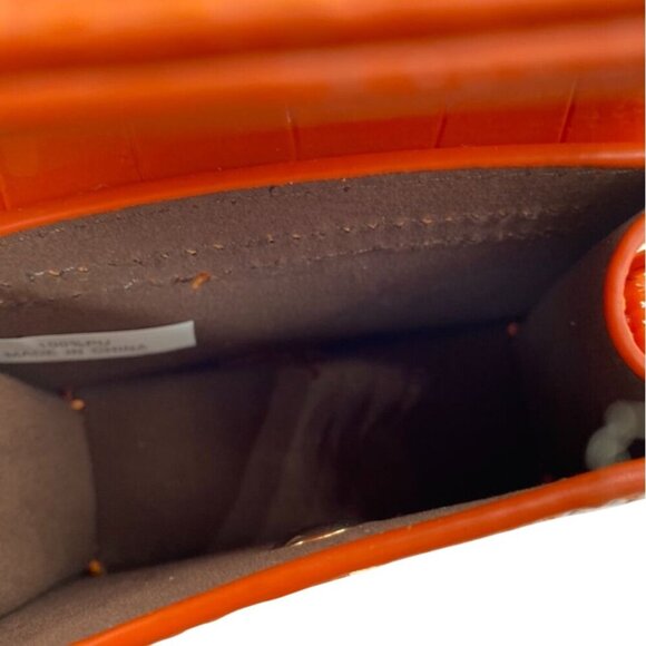 Mini Orange Croc Embossed Polyurethane Leather Convertible Shoulder & Handbag - Picture 4 of 4